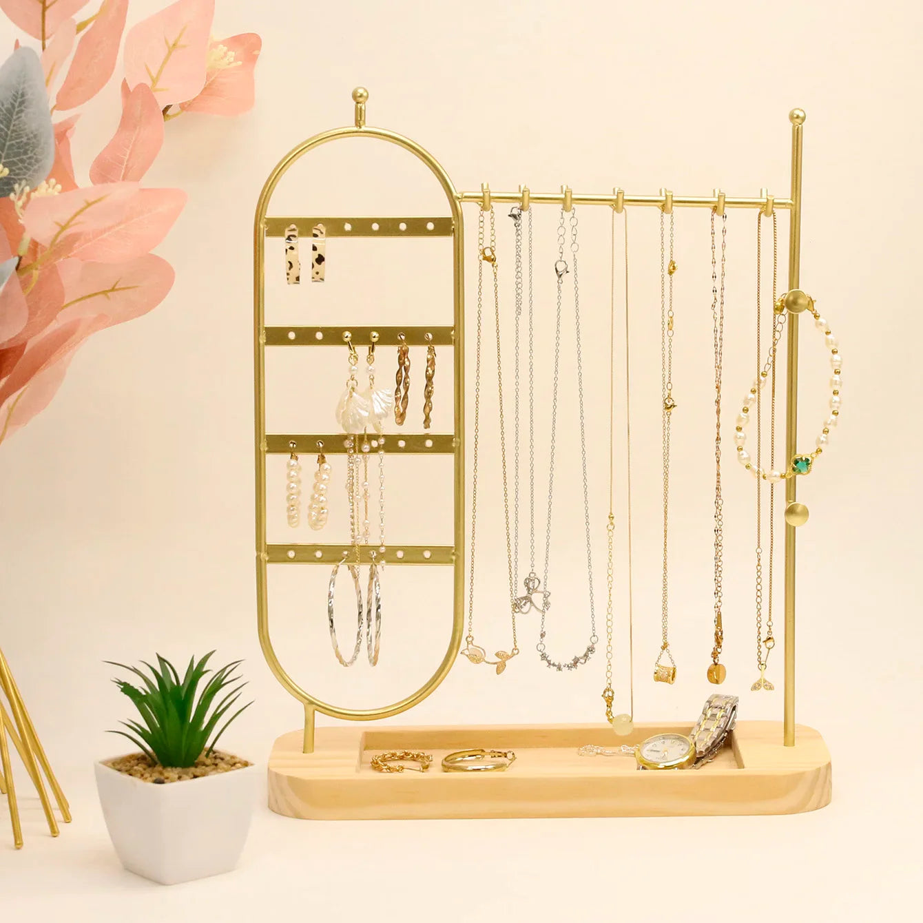 Porte-Bijoux En Métal Et Bois - vue latérale