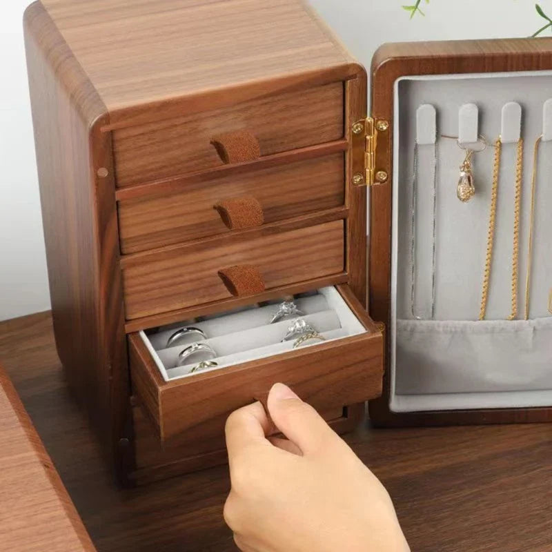 Haute Boîte À Bijoux Bois 5 Tiroirs