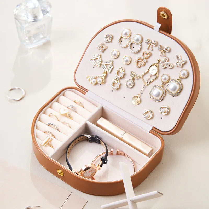 Boîte à Bijoux En Cuir Pour Voyage - tiroirs ouverts
