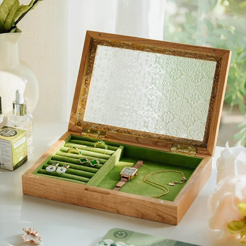 Boîte À Bijoux Bois Vintage Intérieur Vert