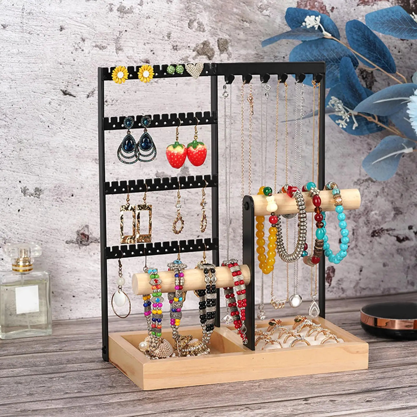 Porte Bijoux et Accessoires en Bois & Métal