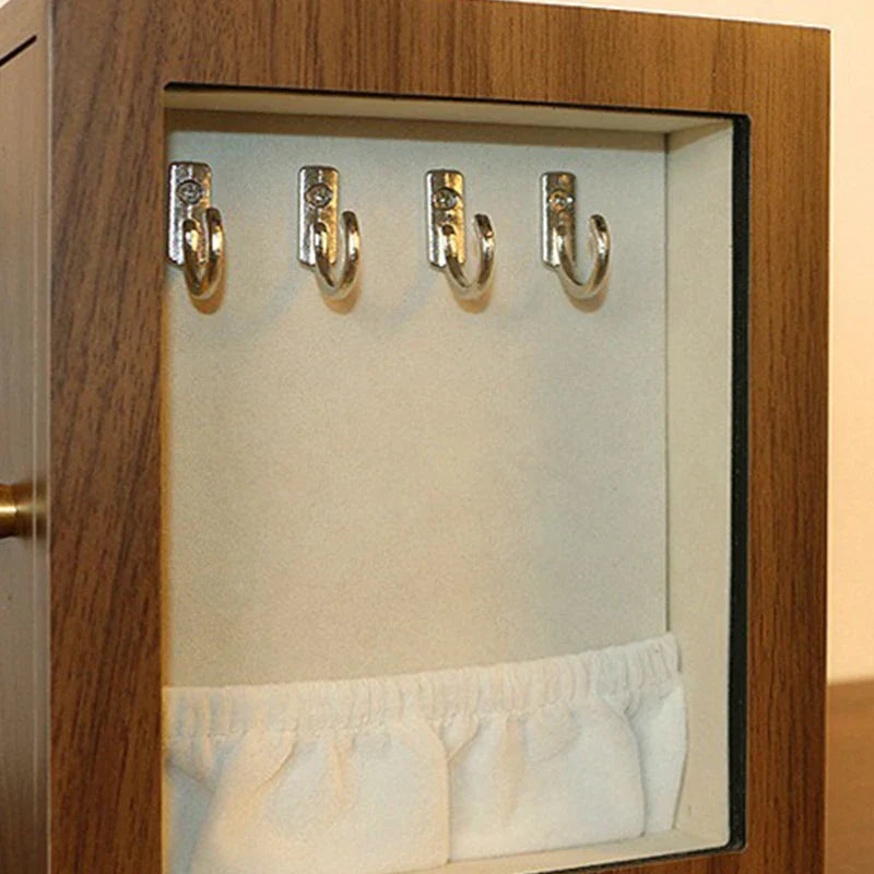 Boîte à Bijoux Bois Naturel et Design avec Vitre - détail du couvercle