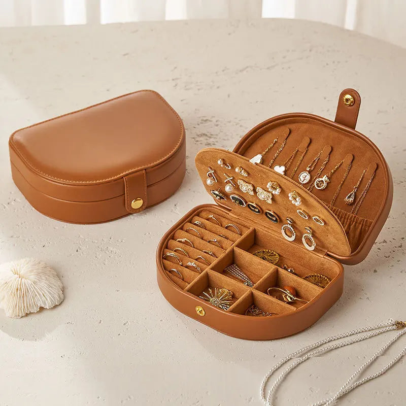 Boîte à Bijoux En Cuir Pour Voyage - vue ouverte