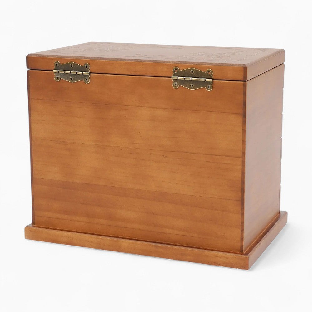 Boîte à Bijoux En Bois Naturel 6 Tiroirs - vue avec bijoux