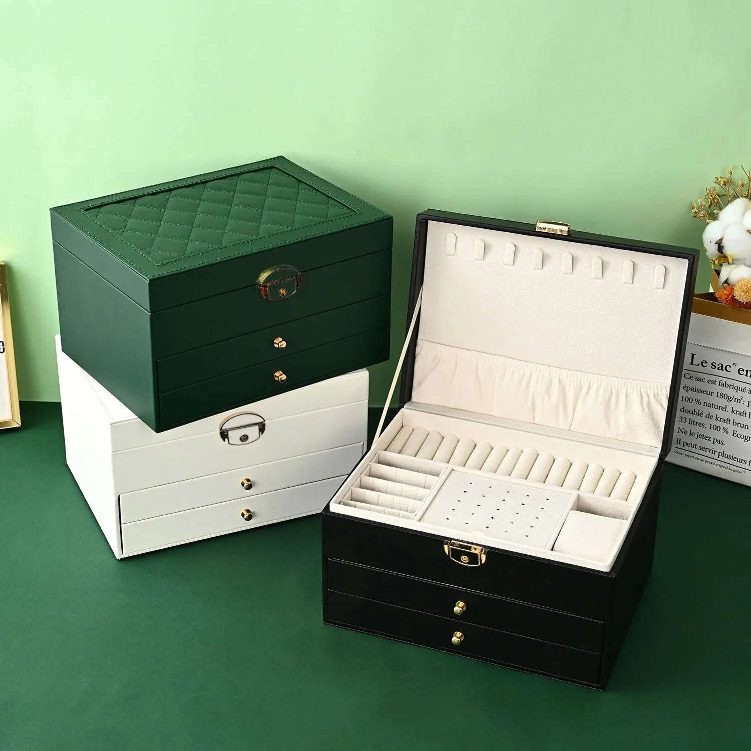 Boîte A Bijoux Femme en Cuir - vue latérale