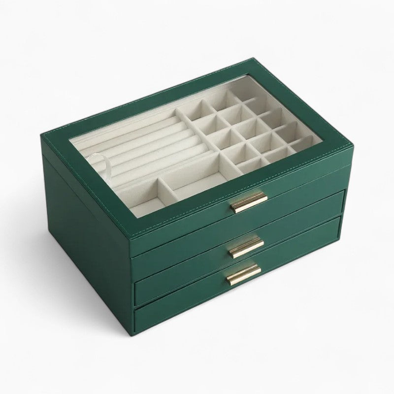 Boîte à Bijoux En Cuir Moderne - vue 3/4