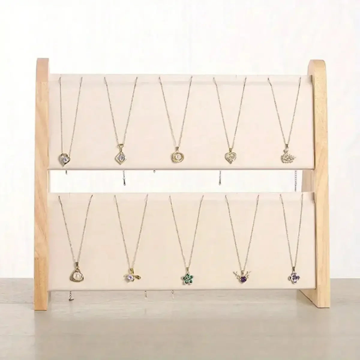 Présentoir à Colliers 2 Niveaux en Bois - vue latérale