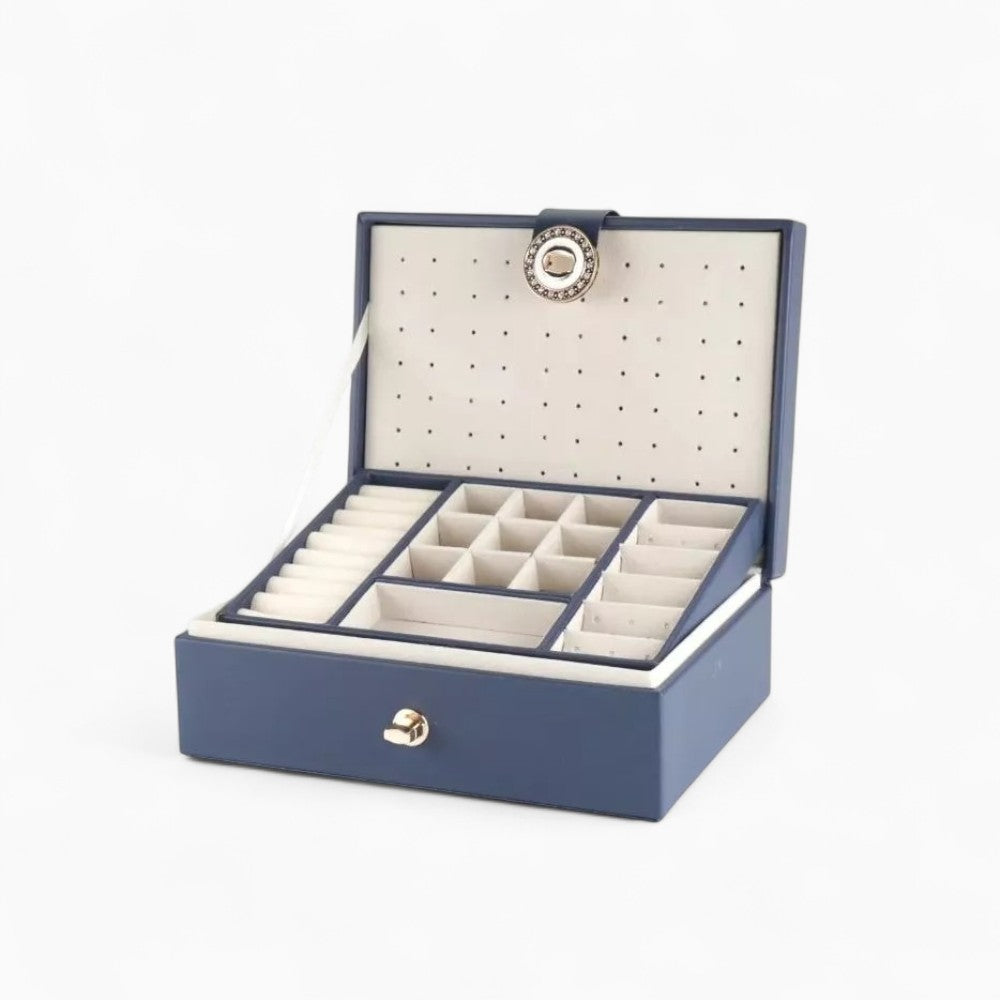Boîte à Bijoux et Bagues De Voyage avec Compartiments pour Femme - vue avec bijoux