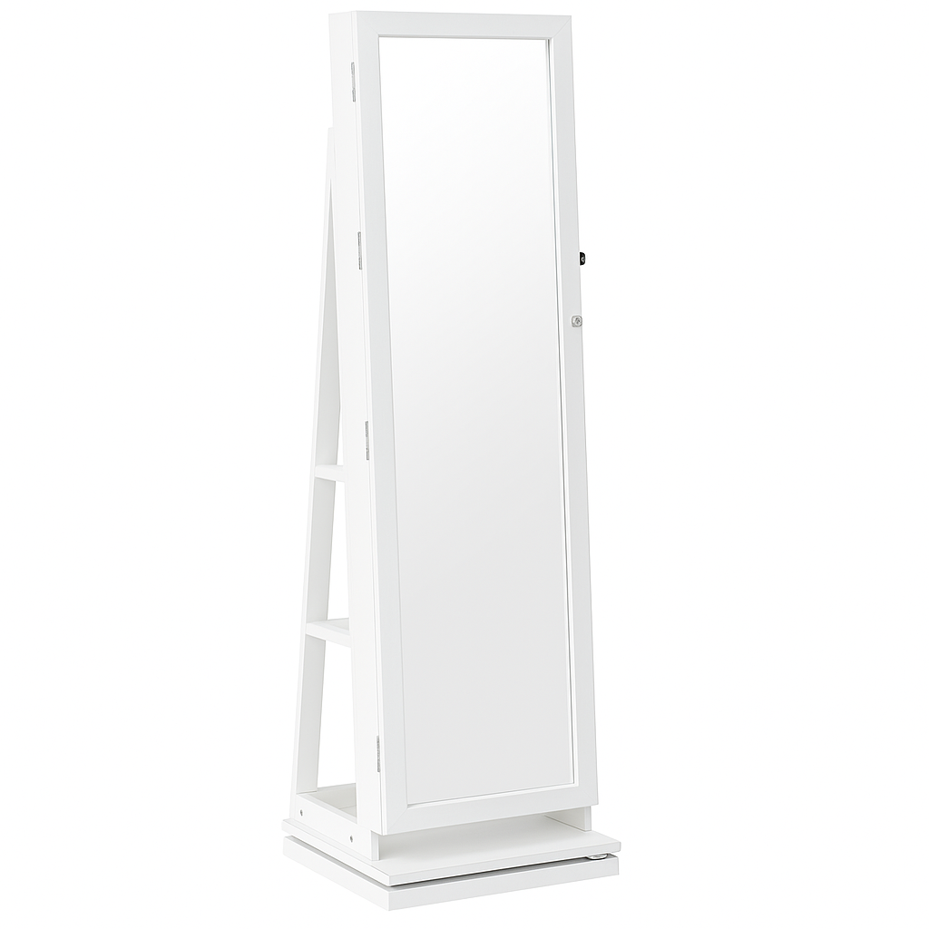 Armoire à Bijoux Blanche avec Miroir - vue principale fermée