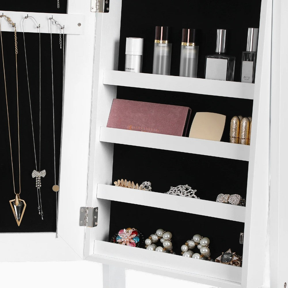 Armoire à Bijoux Blanche Avec Miroir Et Rangements - compartiments intérieurs