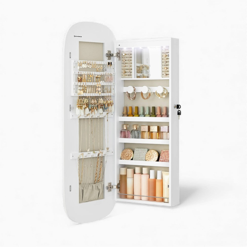 Armoire à Bijoux Avec Miroir Et LED - compartiments intérieurs