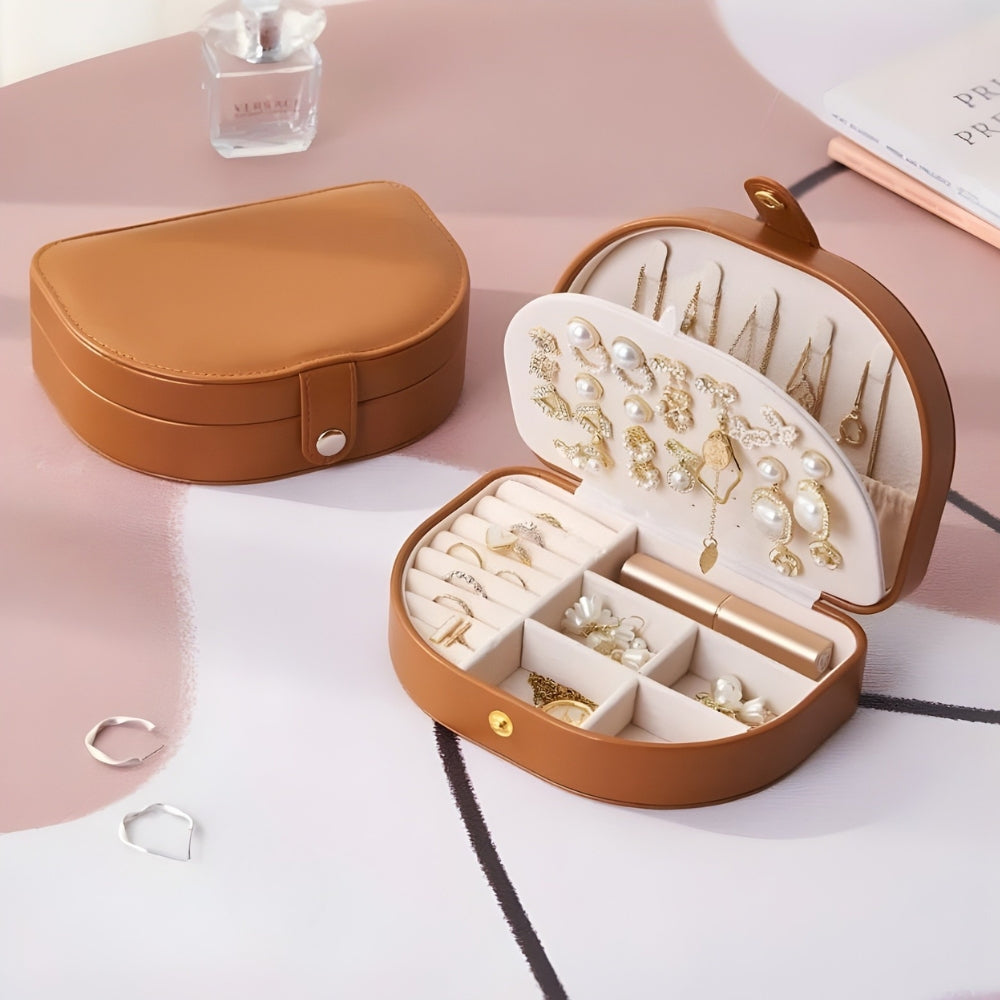 Boîte à Bijoux En Cuir Pour Voyage - vue de dessus