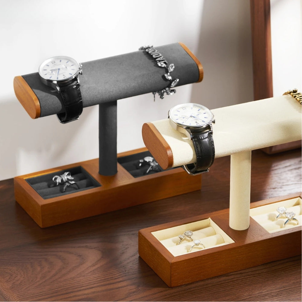 Porte Montres Et Bracelets En Bois Massif - vue de face