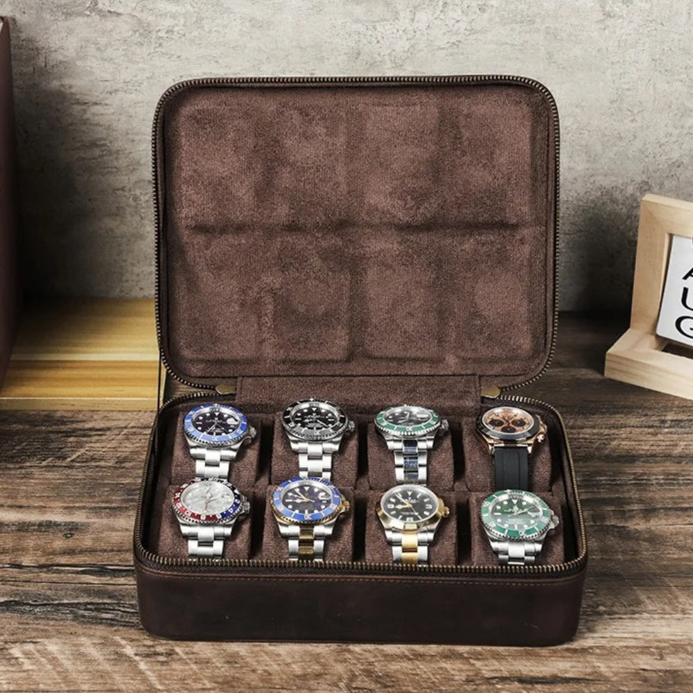 Boîte à Montre Vintage Rembourrée - couvercle ouvert