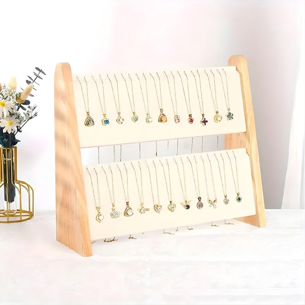 2-Level Wooden Necklace Display Stand