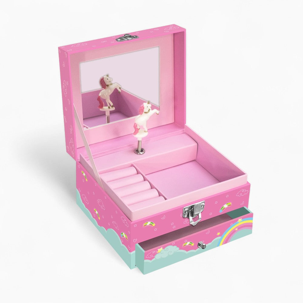 Boîte à Bijoux Rose Musicale Licorne - vue de dessus