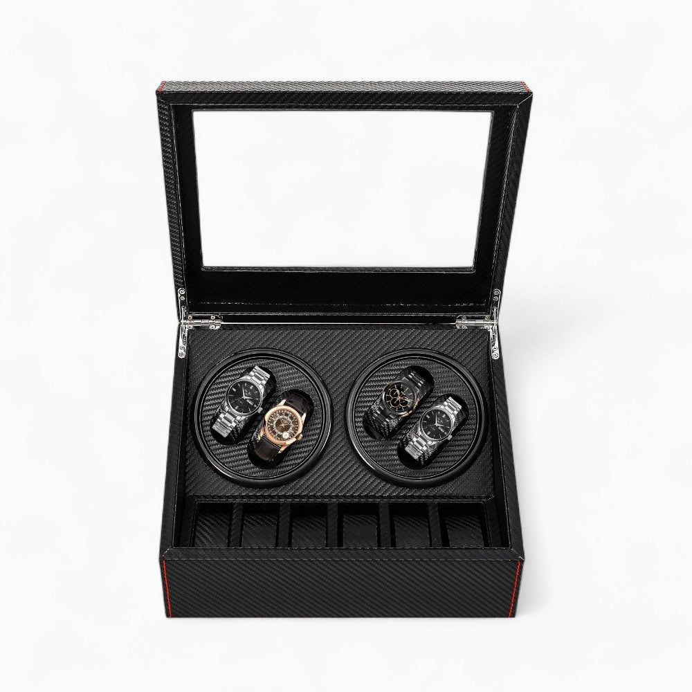 Boîte à Montres Automatique Noir Carbone - coussin de maintien en velours