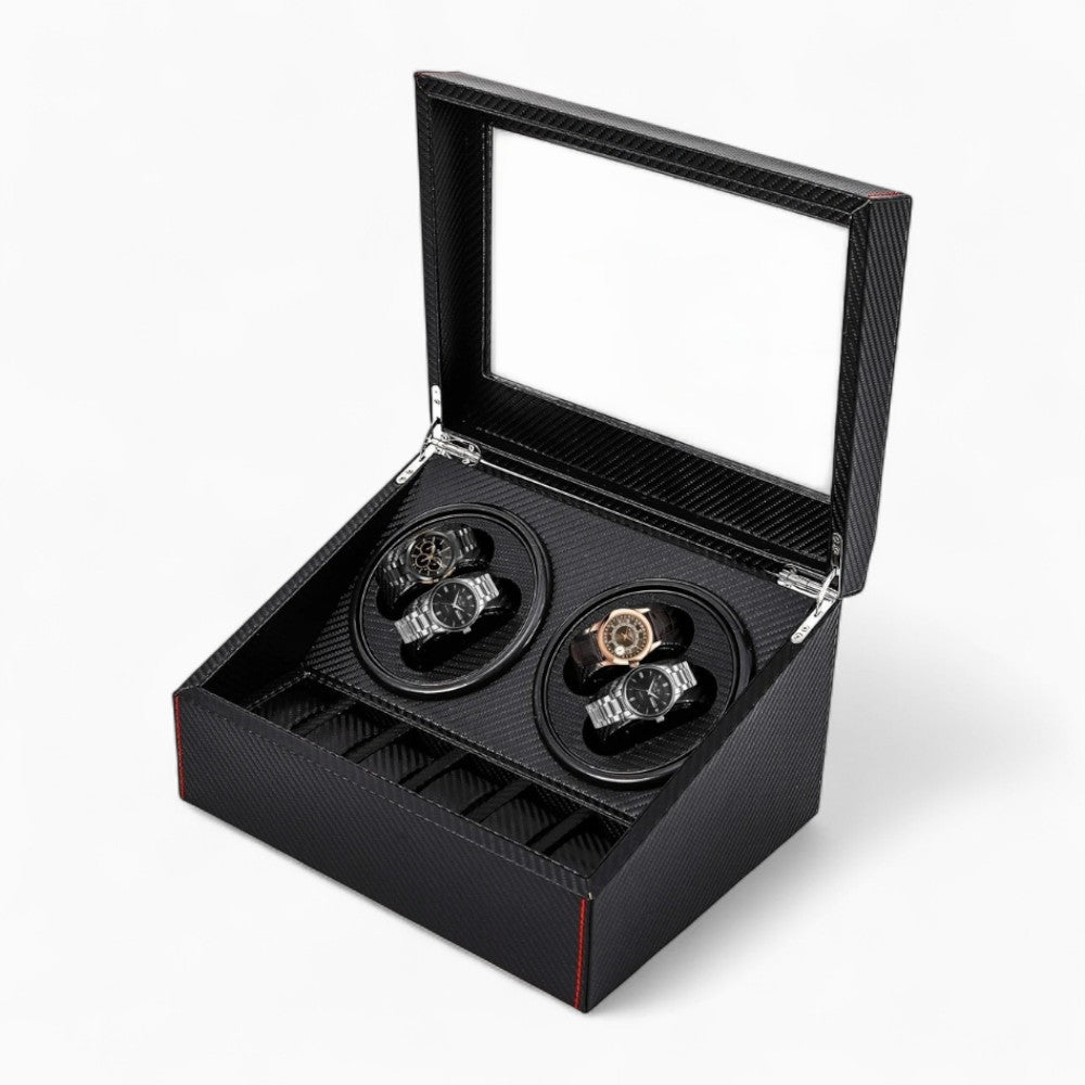 Boîte à Montres Automatique Noir Carbone - vue de face