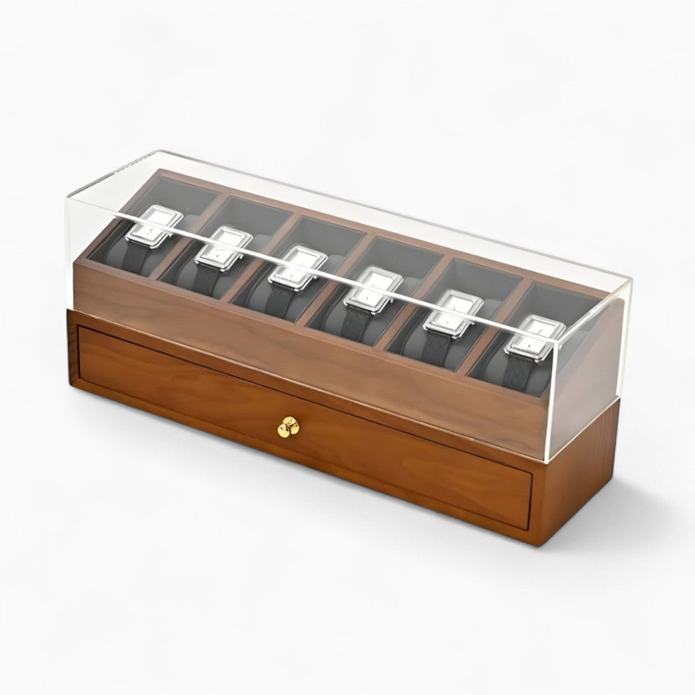 Boîte à Bijoux Et Montres En Bois Naturel - vue latérale