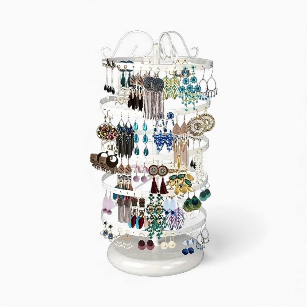 Support Rotatif Noir Boucles d’Oreilles 4 Niveaux En Métal - vue de face