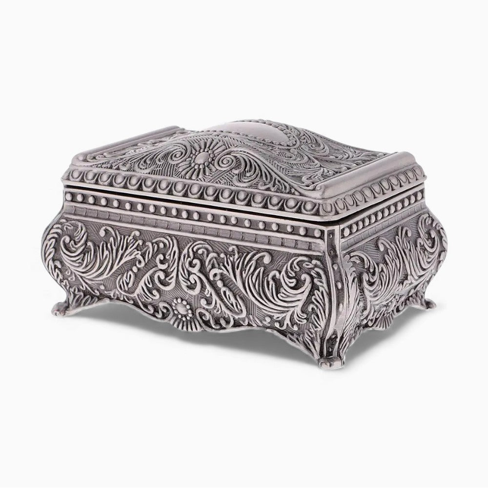 Boîte à Bijoux En Métal Sculpté - détail du couvercle