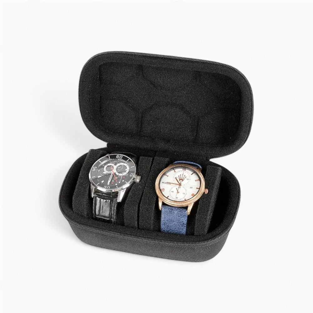 Étui à Montres De Voyage Noir 3 Montres - vue latérale