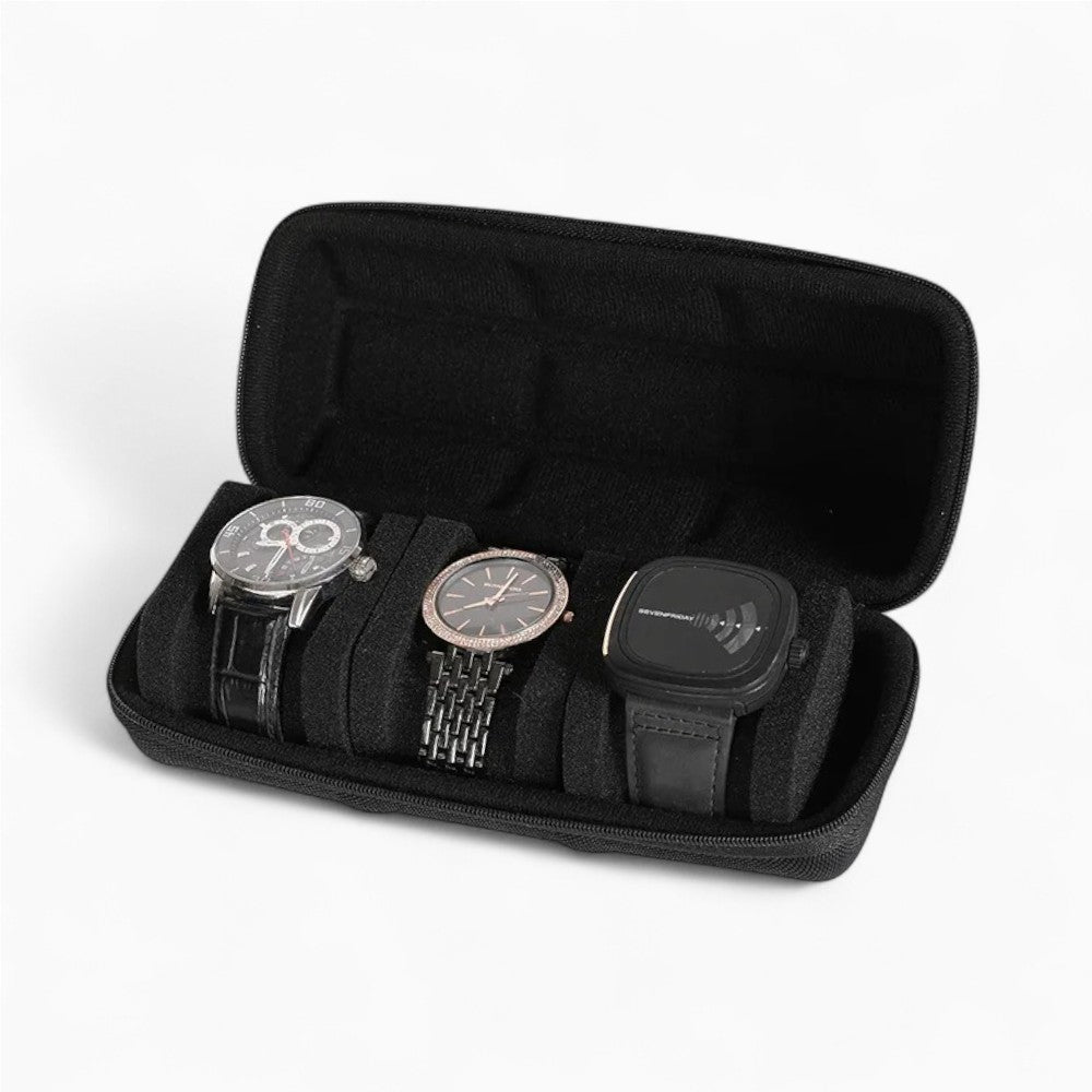 Étui à Montres De Voyage Noir 3 Montres - intérieur