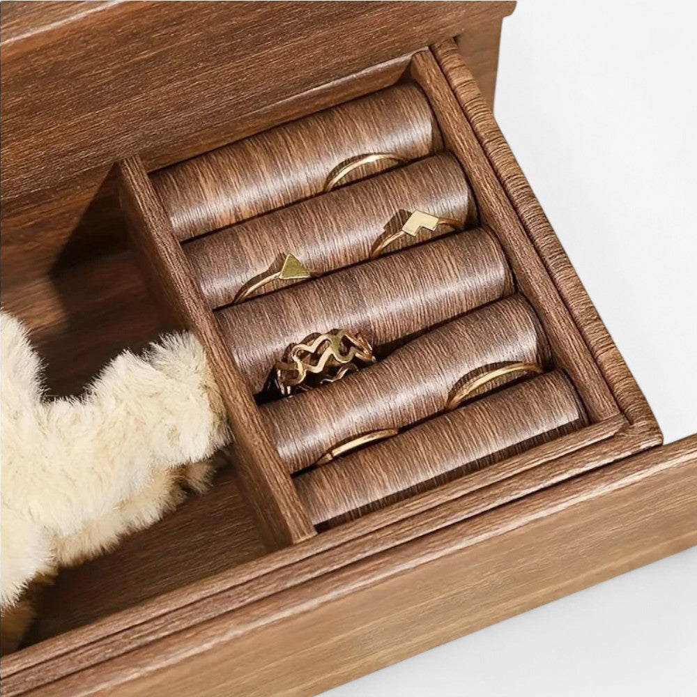 Coffret De Rangement Montres Et Bijoux En Bois Foncé - coussin de maintien en velours