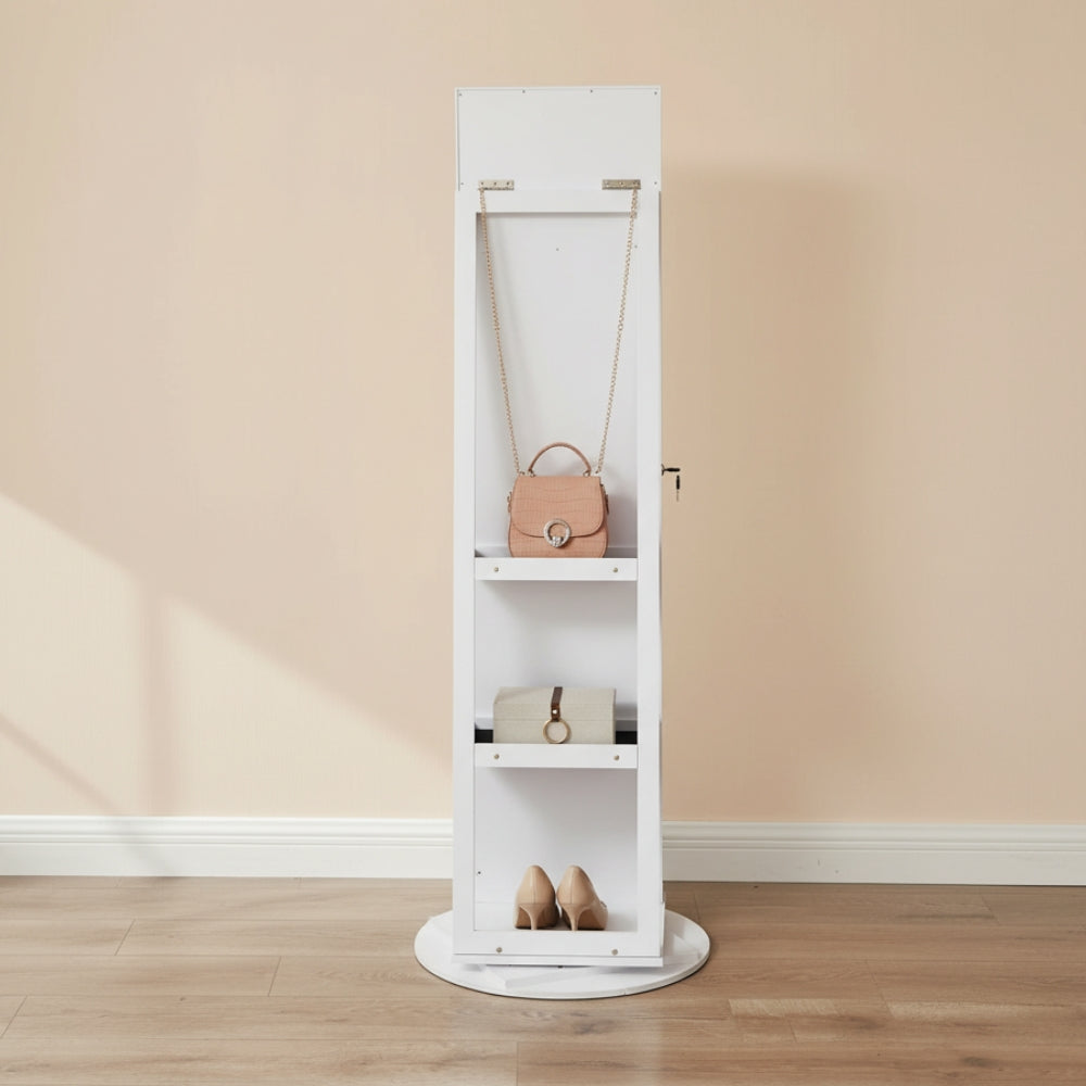 Armoire à Bijoux Blanche avec Miroir - compartiments intérieurs