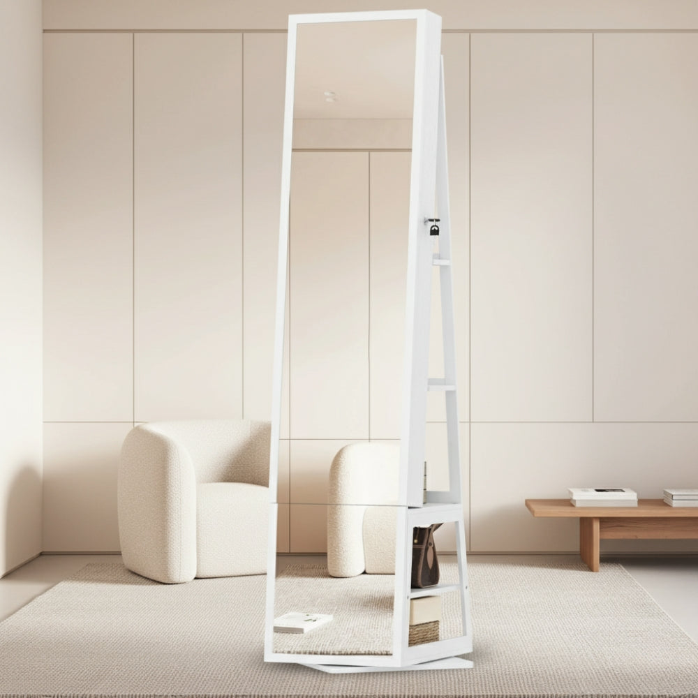 Armoire à Bijoux et Accessoires Sur Pied Avec Miroir Et Led - miroir intégré