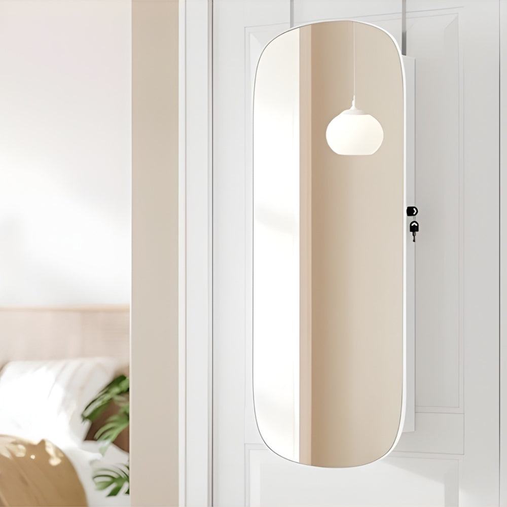 Armoire à Bijoux Avec Miroir Et LED - porte ouverte