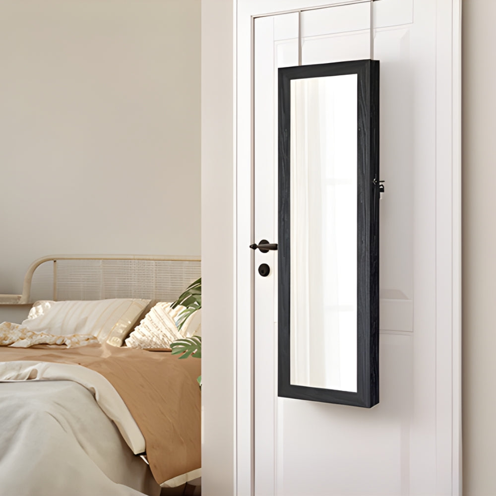 Armoire à Bijoux Murale Noire Avec Miroir - miroir intégré