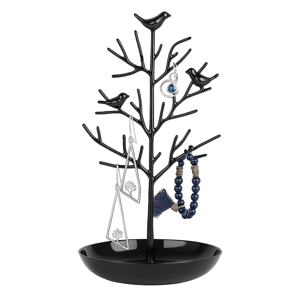 Arbre à Bijoux Avec Oiseaux et Colliers - vue principale