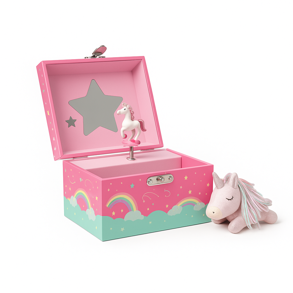 Boîte À Bijoux Rose Musicale Licorne