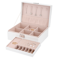 Boîte à Bijoux Cuir Blanc Intérieur Rose - vue principale
